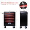 Rolling Metal Tool Chest With 6 Drawers, 20" Steel Storage Cabinet With Ball Bearing Slides - Black / Red - Image 8
