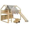 Full Size Loft Bed House Shaped Frame With Tent - Natural / Beige - Image 5