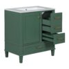 Bathroom Vanity, Modern Bathroom Cabinet With Sink Combo Set, Bathroom Storage Cabinet With A Soft Closing Door And 3 Drawers, Solid Wood Frame - Green - Image 21