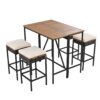 10 Piece Outdoor Acacia Wood Bar Height Table And 8 Stools With Cushions, Garden Wicker Dining Table, Foldable Tabletop, High Dining Bistro Set, All-Weather Patio Furniture - Brown - Image 5