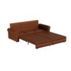 Pull Out Sofa Bed, 3 In 1 Faux Leather Convertible Sleeper Sofa With Nailhead Trim & Rolled Arm Multifunctional Sofa Bed For Living Room - Light Brown - Image 12