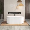 Acrylic Freestanding Bathtub-Acrylic Soaking Tubs, Fluted Style Freestanding Bathtub With Integrated Slotted Overflow And Brushed Nickel Toe-Tap Drain, 02149-Bn - Glossy White - Image 2