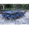 Rectangular 12 Person 108.07" Long Dining Set With Cushions With Swivel And Rocking Chairs - Gray / Navy - Image 11