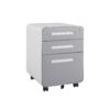 3 Drawer Mobile File Cabinet Under Desk Office, Simple Style Versatile Storage Cabinet For Legal / Letter / A4 Files, 5 Wheel Design Anti-Tilting Cold Rolled Steel Waterproof Moisture-Proof - White / Gray - Image 6