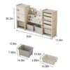 Kids Toy Storage Organizer With 8 Removable Toy Bins, 4 Tier Bookshelf, And 2 Cabinet Storage - Gray / Ivory - Image 3