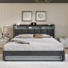Full Size Upholstered Platform Bed With A Hydraulic Storage System, LED And USB Charging (Without Mattress) - Gray - Image 7