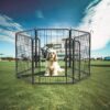 53.94" 6 Panels Heavy Duty Metal Playpen With Door, Dog Fence Pet Exercise Pen For Outdoor, Indoor - Black - Image 20