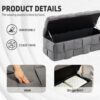 Stylish Storage Ottoman Bench With Safety Hinge For Living Room & Bedroom - Dark Gray - Image 7