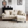 3 Seat L-Shaped Chenille Sofa With Removable And Storage Ottoman, Side Storage, And USB / C - Type Charging Ports Sofa For Living Room, Bedroom, Apartment - Beige - Image 2