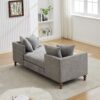 Chenille Upholstered Chaise Lounge With Nailheads And Rubberwood Legs, Wide Sleeper Sofa With 4 Throw Pillows & 2 Bolsters - Gray - Image 10