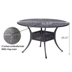 Round 4 Person 48.03" Long Aluminum Dining Set With Cushions - Gray / Navy