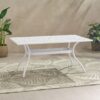 Celestine - Outdoor Cast Aluminum Dining Table With Floral Lattice Design And Umbrella Holder - White - Image 9