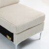 Modular Sectional Sofa Armless Seat Module, Corduroy Sectional Couch, Single Couch Modular Armless Accent Chair With Back Cushion - Beige - Image 10