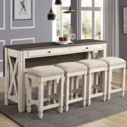 Drop Leaf Table With 4 Stools - Antique White
