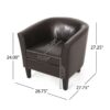 Faux Leather Club Chair With Curved Backrest - Brown - Image 3