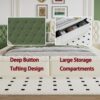 King Modern Upholstered Platform Bed With Storage Space, Sturdy And Stable Solid Wood Frame, Polyester Fabric, Easy To Assemble - Beige - Image 12