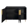 3 Door Storage Cabinet, Buffet Sideboard With Adjustable Shelves, Honeycomb Seamless Hexagons Pattern Metal Door For Living Room, Dining Room, Kitchen, Entrance - Black - Image 12