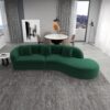 Elijah - Japandi Style Curvy Sectional Sofa - Green - Image 8