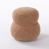 Snowman Stool With Lamb Wool Cushion And Solid Wood Frame - Light Camel - Image 5