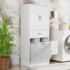 Modern Bathroom Storage Cabinet With 2 Laundry Baskets, 1 Drawer, Adjustable Shelf - White - Image 2