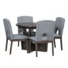 Topmax - 5 Piece Modern Extendable Round Dining Table Set With Removable Leaf For Small Places - Espresso / Gray - Image 7
