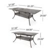 Outdoor Expandable Dining Table With Umbrella Holder, Lattice Pattern And Curved Legs - Black - Image 3