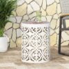 Airy - Outdoor Side Table With Lace Cut Design And Metal Frame - White - Image 8