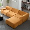 Sectional Sofa With Durable Fabric And High Density Sponge, Solid Wood Frame, 4 Seats - Orange - Image 6