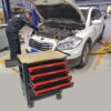 4 Drawers Multifunctional Tool Cart With Wheels And Wooden Top - Black / Red - Image 13