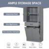 Stylish Bathroom Storage Cabinet With 2 Laundry Baskets - Gray - Image 10