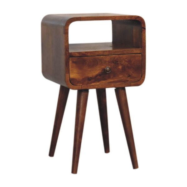 Mini Curve Open Bedside Table - Chestnut