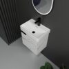 Wall Mounted Bathroom Vanity With Ceramic Sink And Storage Cabinet - Carrara White - Image 7