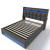Full Size Upholstered Platform Bed With A Hydraulic Storage System, LED And USB Charging (Without Mattress) - Gray - Image 2