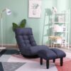 Adjustable Japanese Reclining Floor Chair Sofa With Metal Frame For Living Room & Balcony - Navy - Image 3