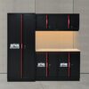 Steel Filing Cabinet With Compartments For Office Use, Storage, File Storage, Archives, And High And Low Cabinets - Black / Red - Image 13