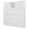 Queen Size Murphy Wall Bed With Top Cabinets & Wine Rack - White - Image 4