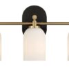 Meadows - 3 Lights Vanity Brush Bathroom Wall Light For Bathroom Over Mirror - Black / Gold / White - Image 2