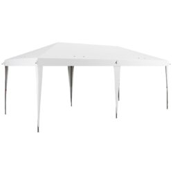 Outsunny - 10' x 19.2' Pop Up Canopy Tent, Heavy Duty Tent For Parties, Outdoor Instant Gazebo Sun Shade Shelter With Carry Bag For Catering, Events, Wedding, Backyard Bbq - White