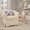 Glitter - Upholstered Swivel Chair With Loose Cover And Curved Back - Natural - Image 10