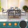 7 Pieces Outdoor Patio Furniture Set, Modern Dining Set With 6 Dining Chairs Sunbrella Fabric, Rectangular Table With Umbrella Hole - Bourbon Brown - Image 4