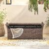 Outdoor Rattan Bench With Flair Arm And Storage - Brown - Image 8