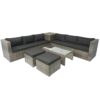 8 Piece Patio Sectional Wicker Rattan Outdoor Furniture Sof Set With One Storage Box Under Seat And Cushion Box - Gray / Black - Image 18