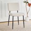 Modern Fabric Upholstered Dining Chair With Black Metal Legs (Set of 4) - Beige - Image 3