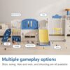 Toddler Slide Kids Playground With Basketball Hoop And Swing - Blue Yellow - Image 5