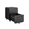 3 Drawer Mobile File Cabinet Under Desk Office, Simple Style Versatile Storage Cabinet For Legal / Letter / A4 Files, 5 Wheel Design Anti-Tilting Cold Rolled Steel Waterproof Moisture-Proof - Black - Image 19