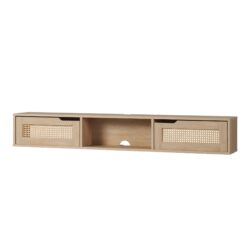 Modern Rattan Door Floating TV Stand For TVs Up To 65" - Coastal Oak