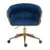 Woven Office Chair, Vanity Chairs With Wheels, Height Adjustable, 360 Degree Swivel For Bedroom, Living Room - Blue - Image 2