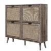 4 Door Shoe Rack, Freestanding Modern Shoe Storage Cabinet, For Entryway - Dark Gray - Image 7