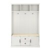 Hall Tree With 3 Hooks, Coat Hanger, Entryway Bench, Storage Bench, 3 In 1 Design, For Entrance, Hallway White - White - Image 11