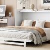 Queen Size Murphy Bed With Iron Legs, Modern Design - White - Image 24